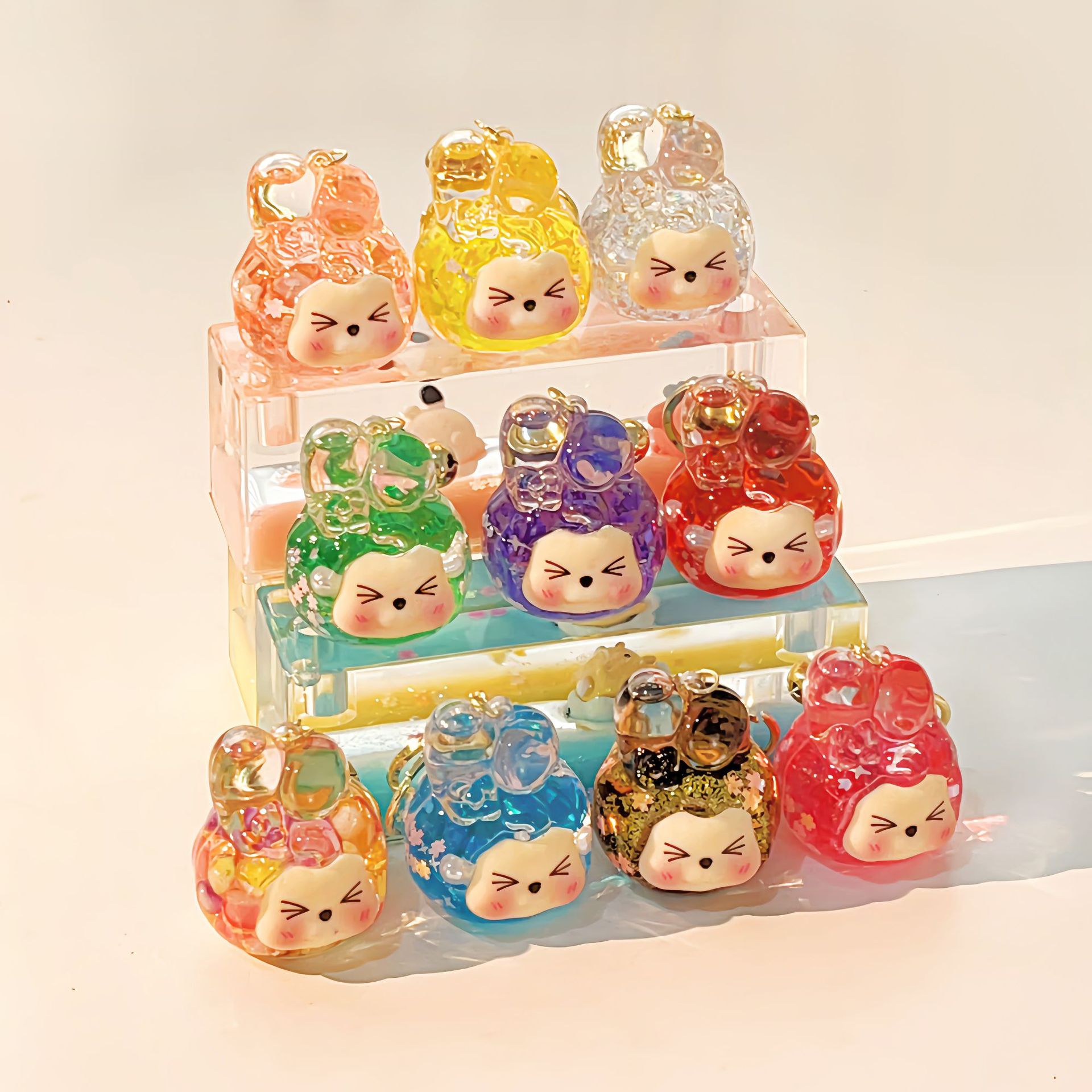 新款美乐蒂圣诞装饰球入油流沙钥匙扣迷你小挂件流沙直播摆件盲袋