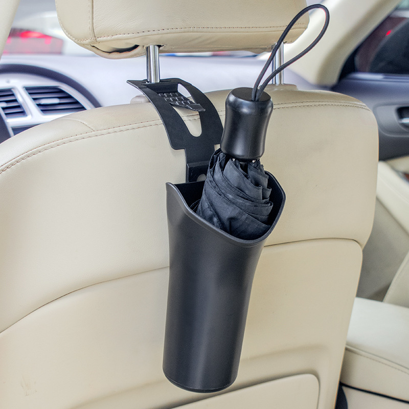Car umbrella storage bucket, waterproof umbrella cover, car interior seat back, multi-functional storage rack, trash can, miscellaneous bin Specification drawing