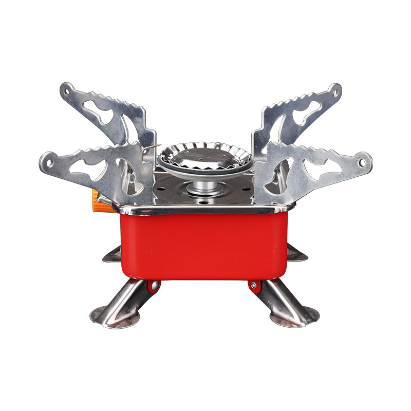 Mini wholesale outdoor gas small square stove, portable folding camping gas card type lotus burner, small square stove