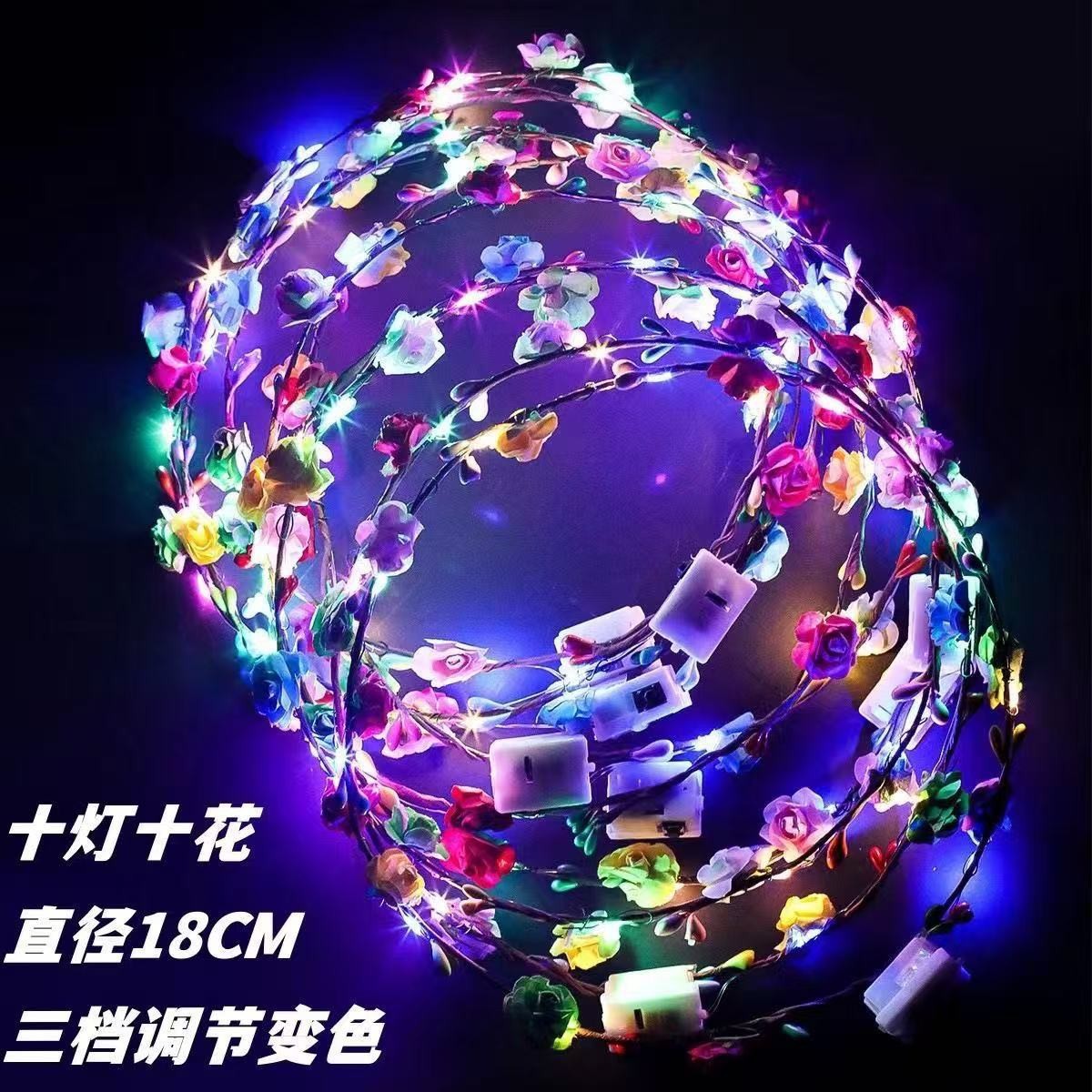 10-light flashing garland, rattan headwear, led light, bride's seaside garland headwear, floor garland wholesale toys Specification image