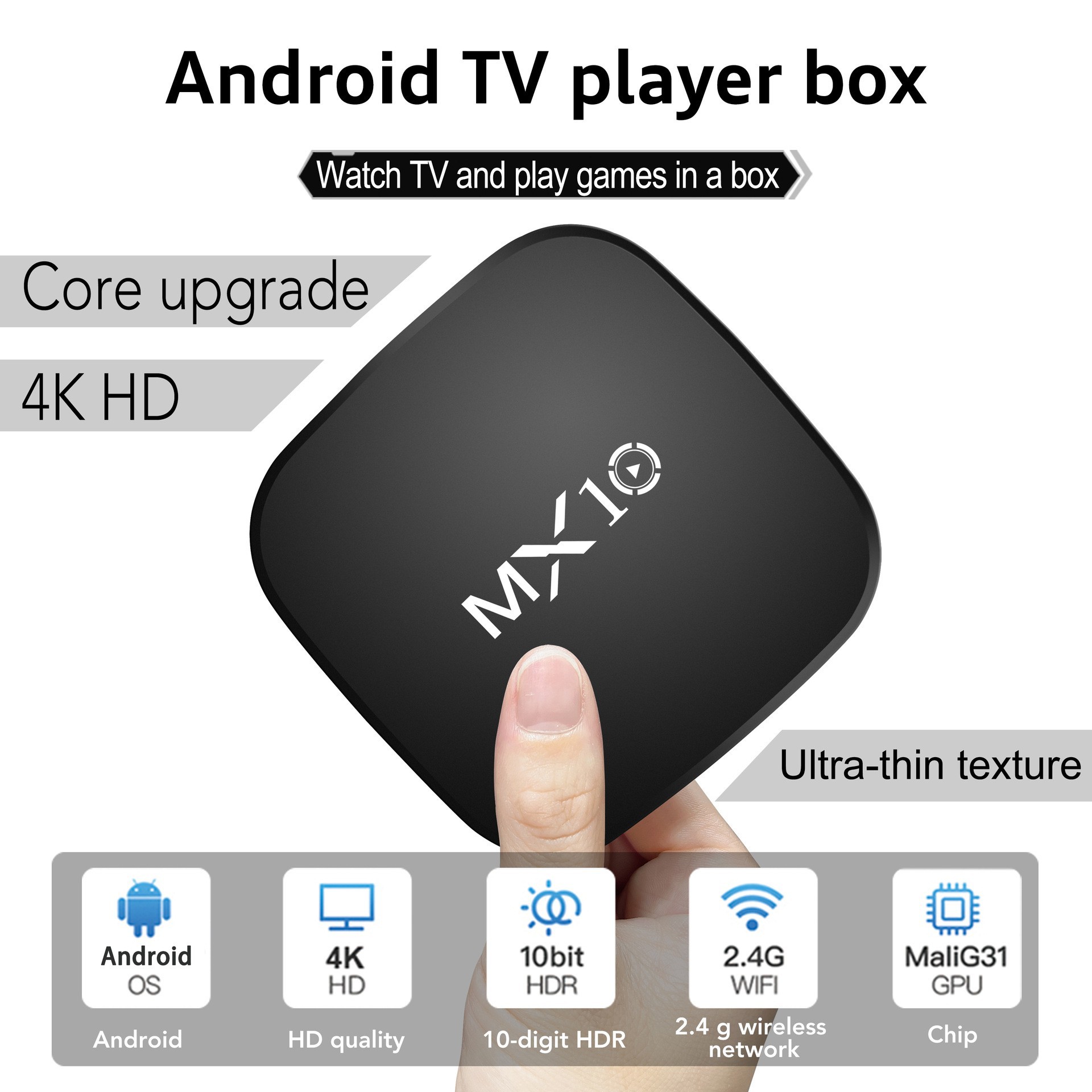 Foreign trade MX10 set-top box RK3228A Android network TVBOX 4k high-definition WiFi player TV Box Specification image