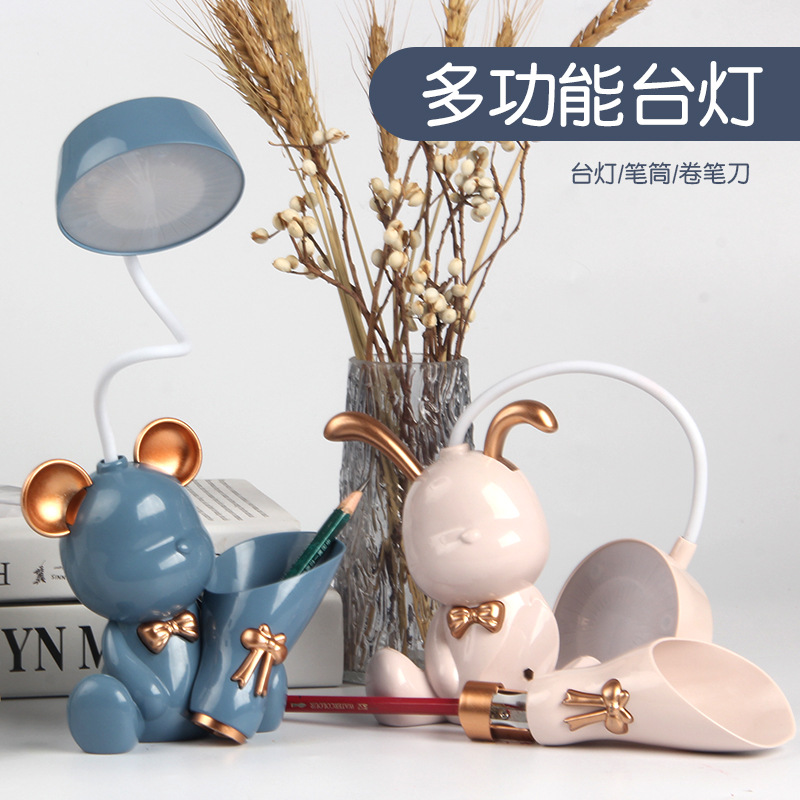 Wholesale LED cartoon multi-functional pen holder charging desk lamp, student dormitory study night light, bedside lamp details Picture
