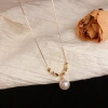 French retro fashion, simple metal twisted pearl pendant necklace, unique, light luxury, gentle and versatile, collarbone chain for women Application Scenario