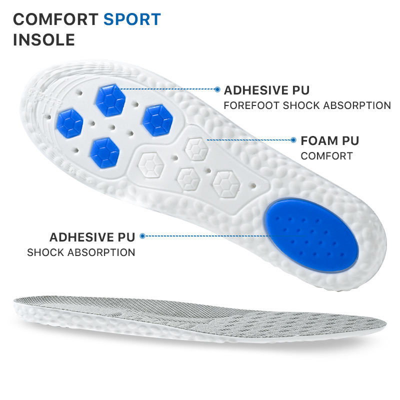 Plantilla deportiva colchón de aire amortiguador de choque entrenamiento militar anti-olor suela suave absorción de sudor transpirable comodidad sensación de pisar bosta arco de pie estilo masculino engrosado mujer Specification image