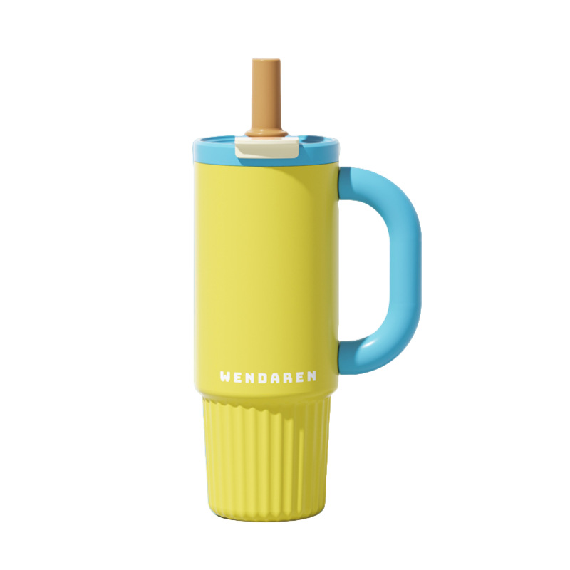 Giant straw insulated cup, high appearance level, large-capacity ceramic inner liner water cup, car cooling ice cup, King Cup Item Picture