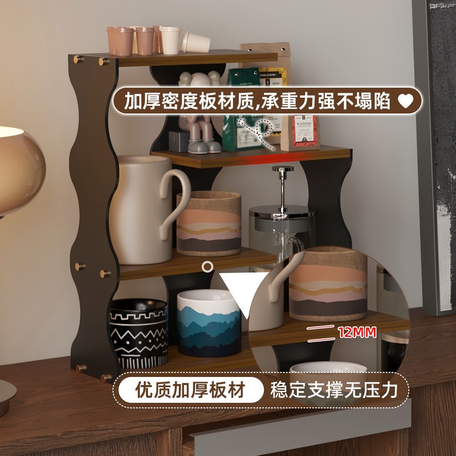 Cup rack, mug storage rack, coffee bar counter rack, office desk storage and organization rack Specification image