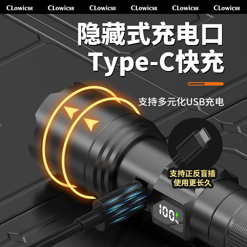 Flashlight, high-intensity charging, ultra-bright, small portable mini zoom long-range mountain lighting lamp for home and outdoor use Application Scenario