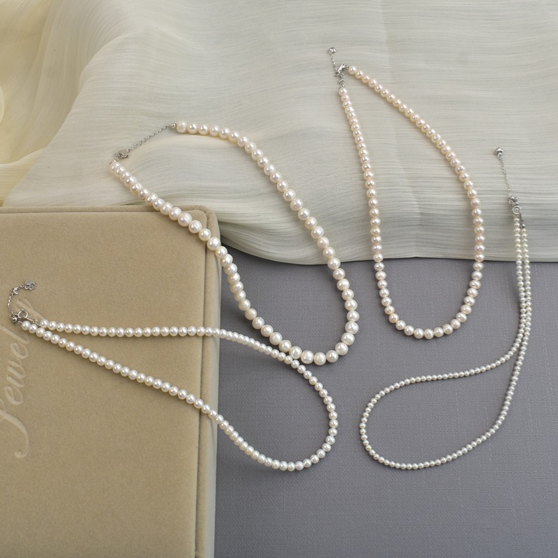 天然淡水baby小珍珠项链女925银近圆珠简约素链日常百搭锁骨链图