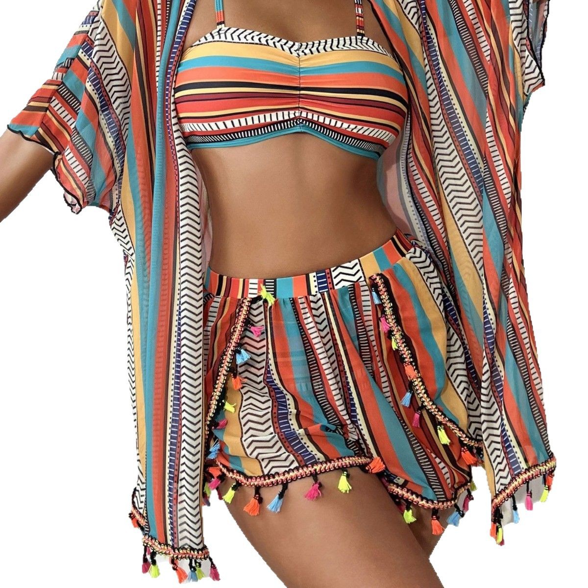 2025 Amazon Trendy printed halter top and sexy bikini two-piece set for cross-border trade in Europe, America and the Middle East Item Picture