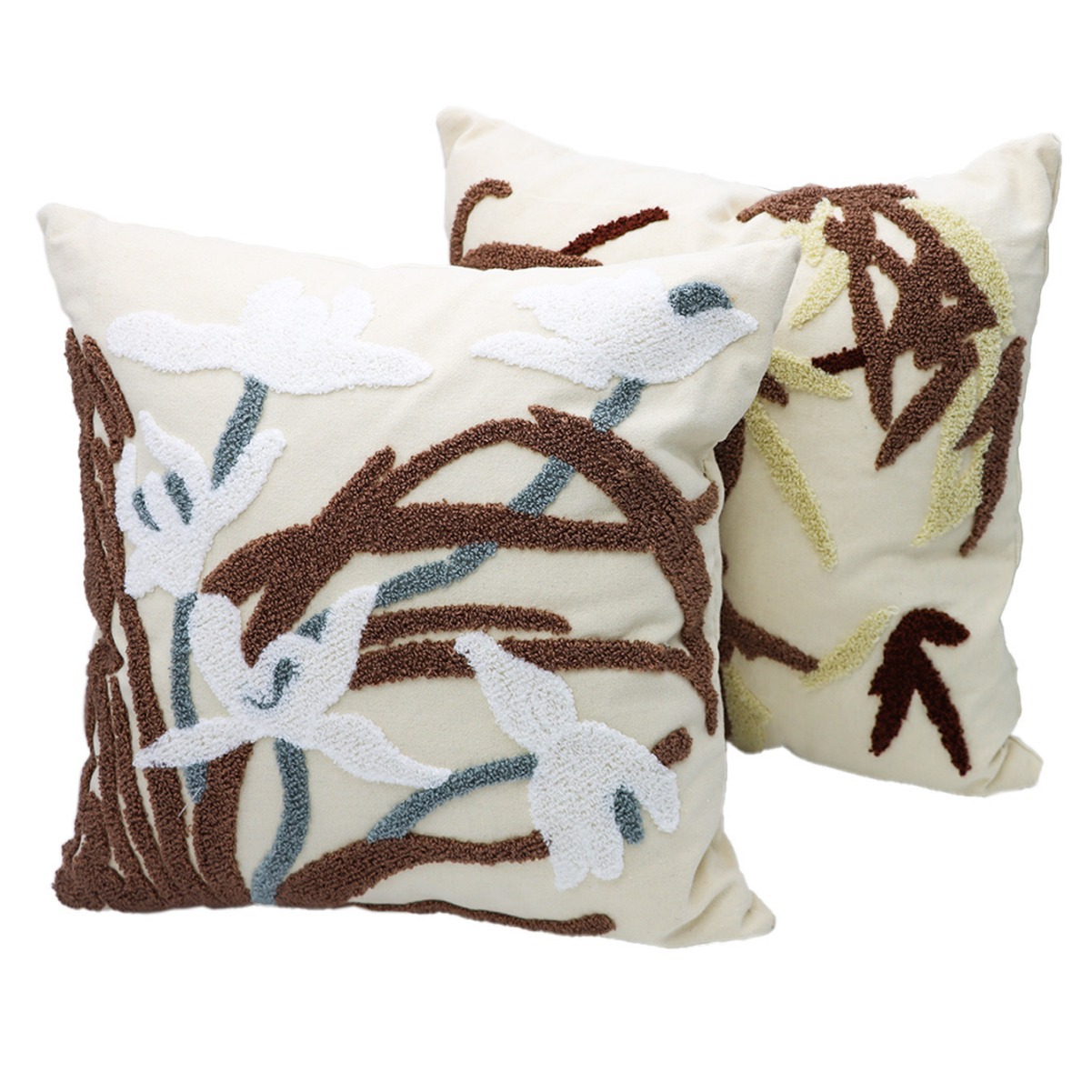 New and fresh three-dimensional embroidered flower pillowcase, bay window living room sofa cushion and pillow cover Item Picture