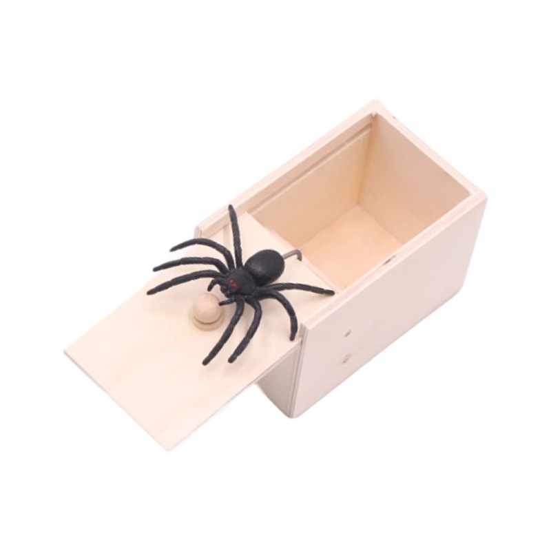 The same style of Douyin Internet celebrity "Scary Spider Wooden Box" April Fool's Day prank gift, scary surprise, prank toy prop Item Picture