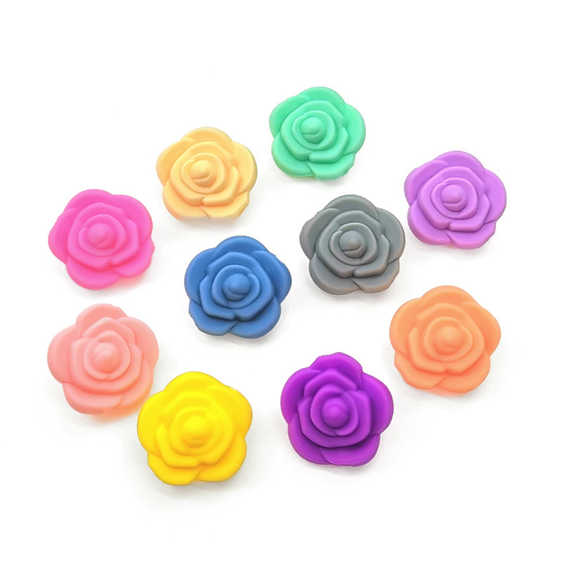 Silicone beads double-sided rose-shaped perforated bead jewelry flower diy handmade baby pacifier chain loose beads Item Picture