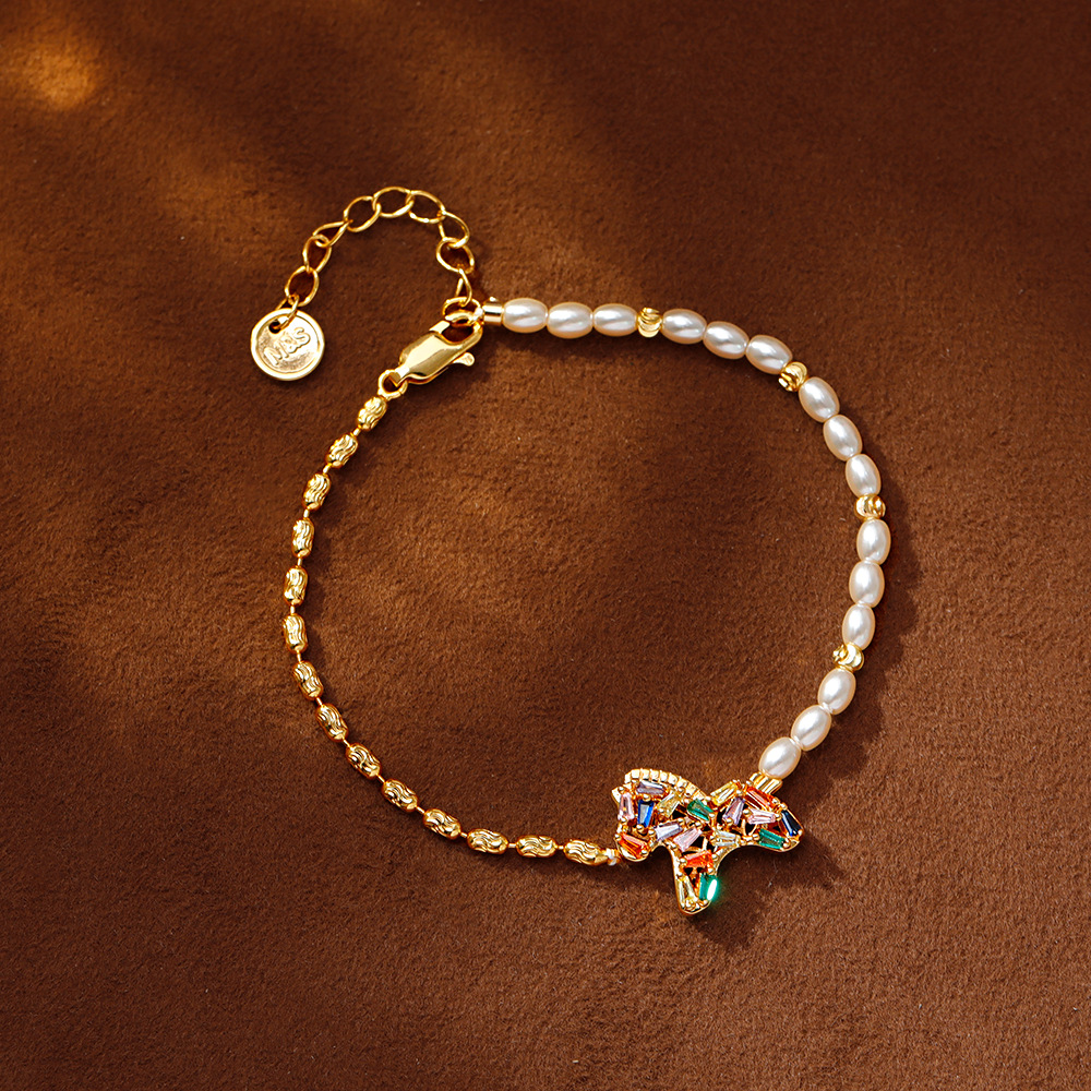 Hyacinth马上有钱轻奢超闪彩色锆石小马2026吊坠手链女款抖音爆款珍珠拼接手饰