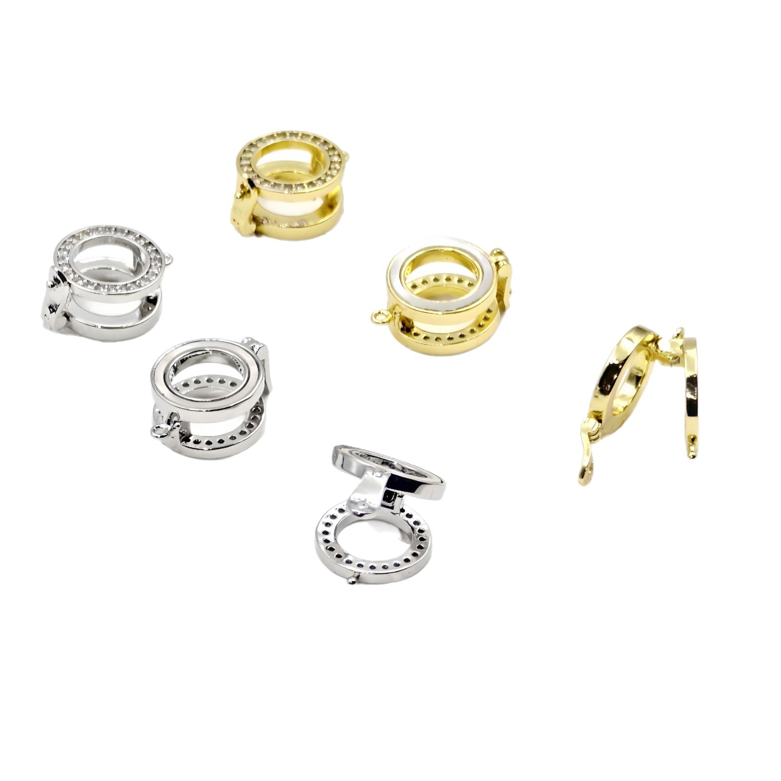 18K color-preserving gold, zircon inlaid, round heart-shaped OT clasp, diy bracelet, necklace, connecting clasp, ending clasp accessory Item Picture