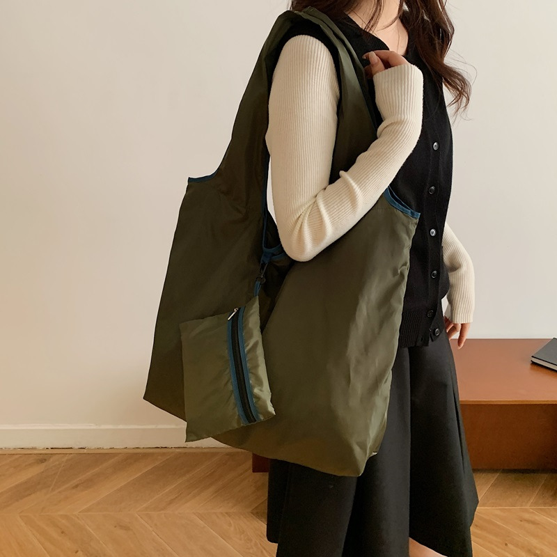 2026新款韩版折叠购物袋大容量收纳袋防水超市手提托特包环保布袋细节图