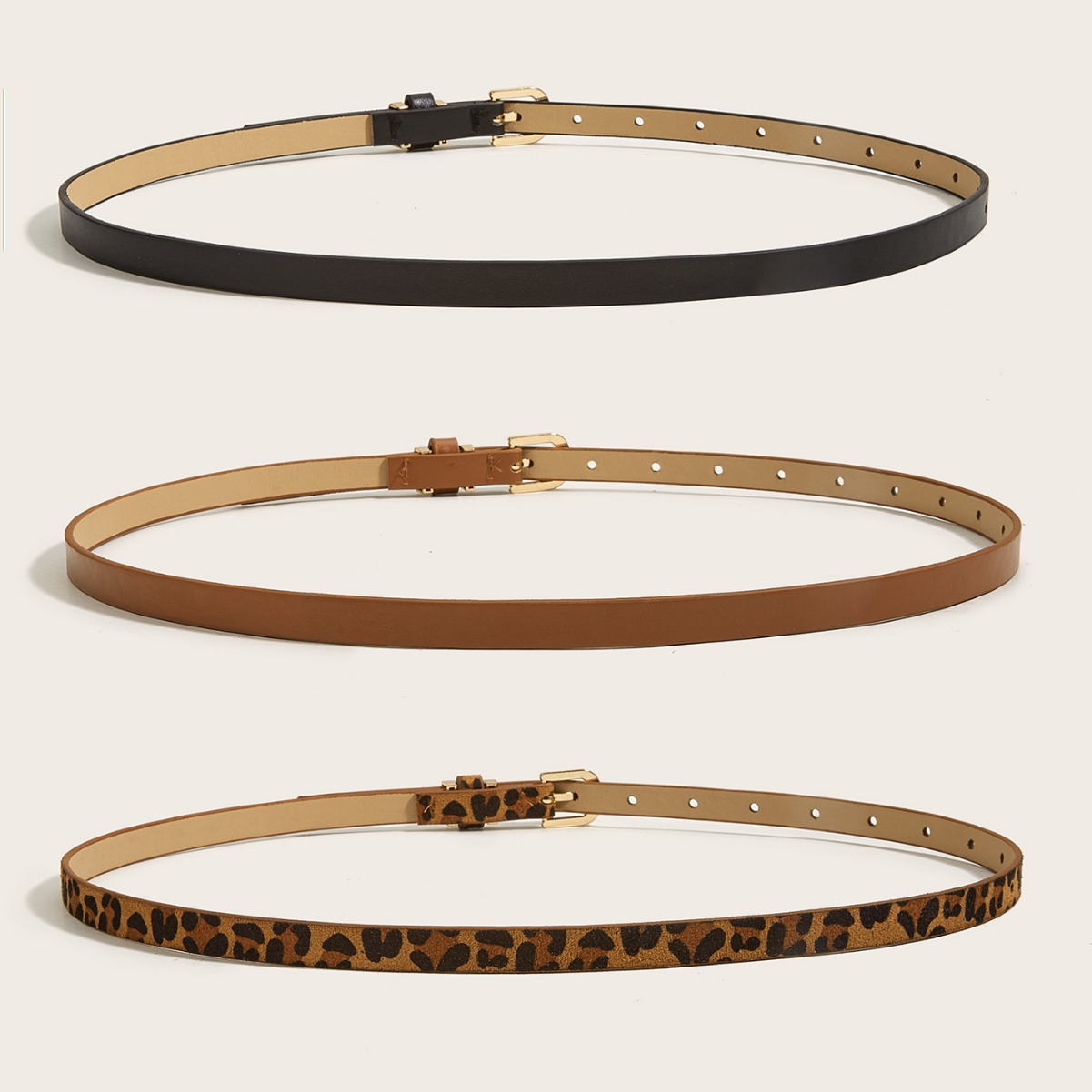 Retro fine belt, ladies' versatile needle buckle small belt, simple decoration, summer leopard print belt, in stock, needle cross-border belt Application Scenario
