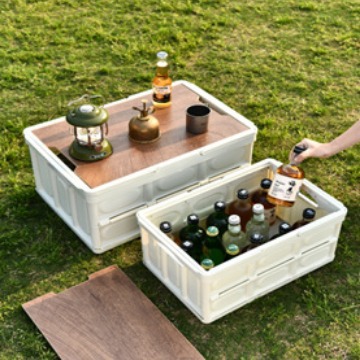 Outdoor folding storage and organization box, portable wooden lid storage box, car trunk, picnic folding box Specification image