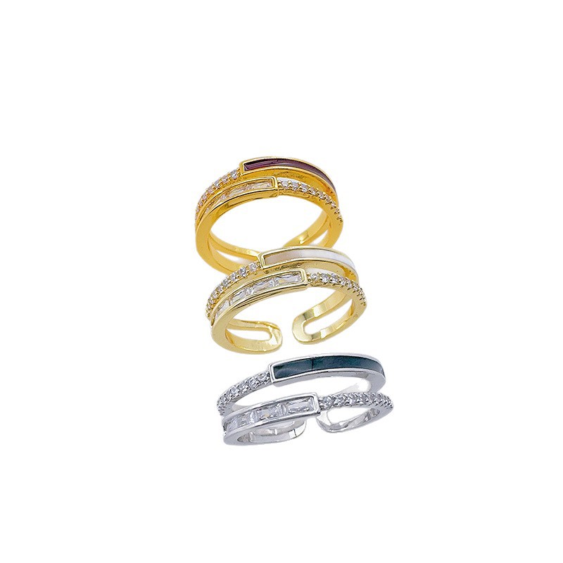 The high-end and light luxury open-top ring of Bai Ling Jewelry is exquisitely super sparkling with micro-inlaid zircon and features an inS-style Japanese, Korean and Japanese ring style for women Item Picture