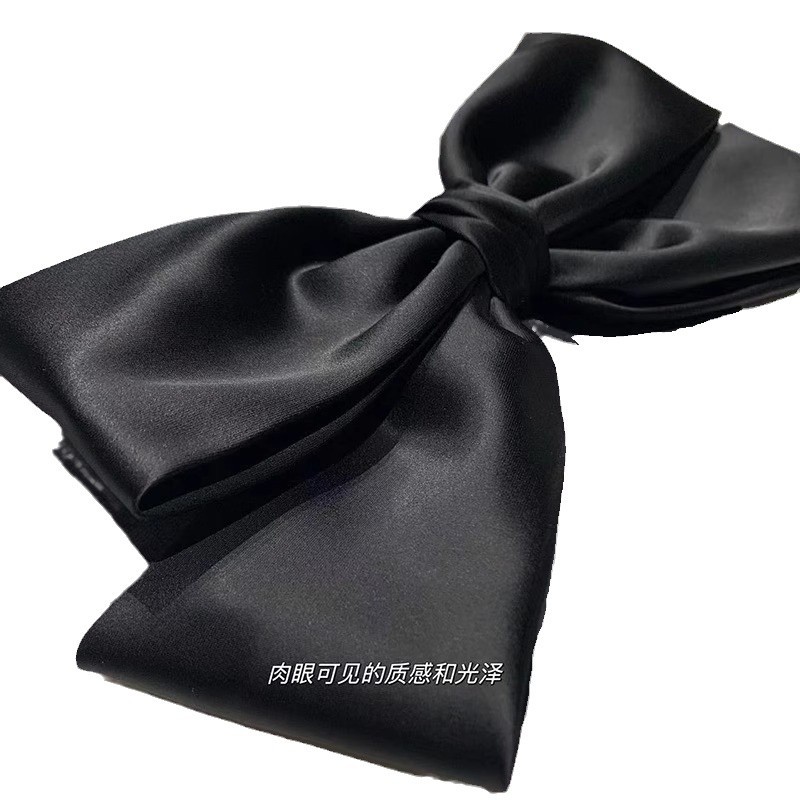 Make your face look smaller ~ Korean retro high-end black bow hair clip, women's back of the head spring hair clip headwear Item Picture