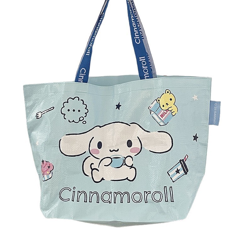 三丽鸥正版授权编制袋凯蒂猫可爱库洛米折叠便携购物袋手提单肩包白底实物图