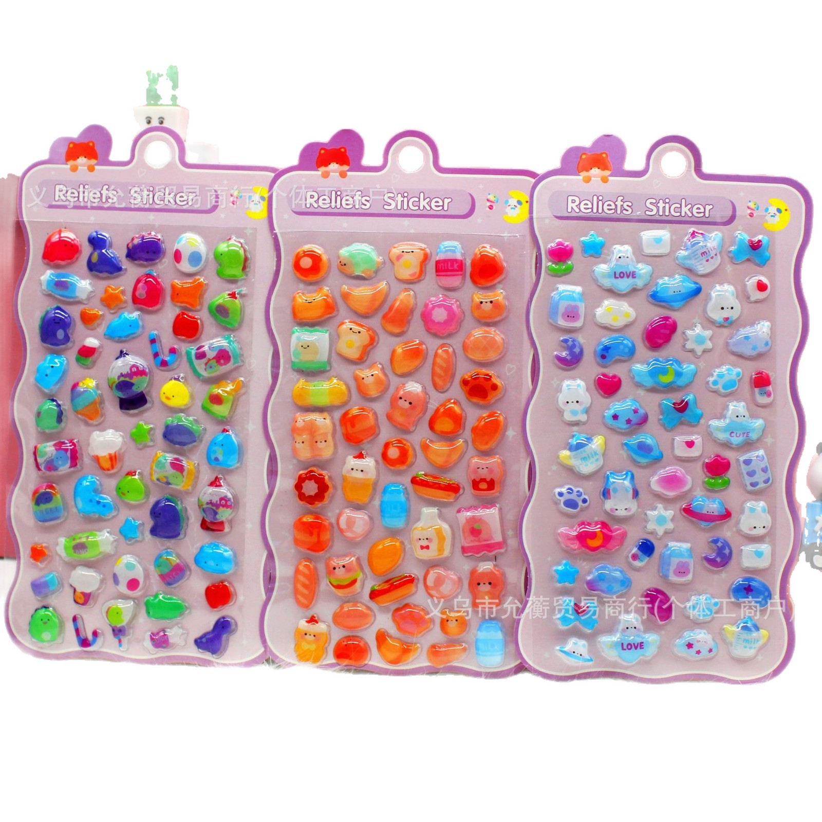 Solid children's waterproof stickers 3 three-dimensional embossed stickers for kindergartens, decorative water cups, actual cartoon stickers, handbooks, waterproof stickers, customized self-adhesive face stickers with many patterns Item Picture