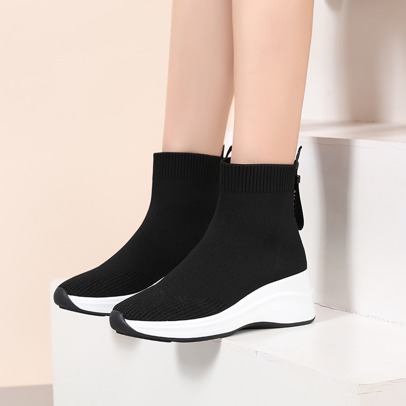 New fleece warm socks boots for women, thick-soled height-increasing elastic ankle boots, casual and versatile ankle boots for autumn and winter 2025 Application Scenario