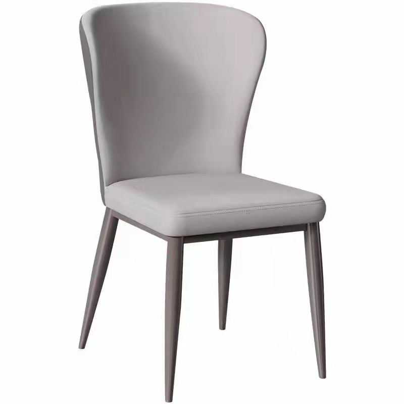 Italian light luxury leather dining chairs, home casual modern and simple stools, negotiation hotel restaurant soft-padded iron dining chairs Item Picture