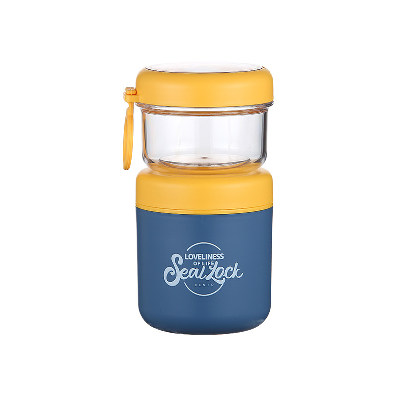 304 stainless steel breakfast cup with lid and spoon, oatmeal cup, milk cup, portable porridge for students and office workers, with lid and spoon Item Picture