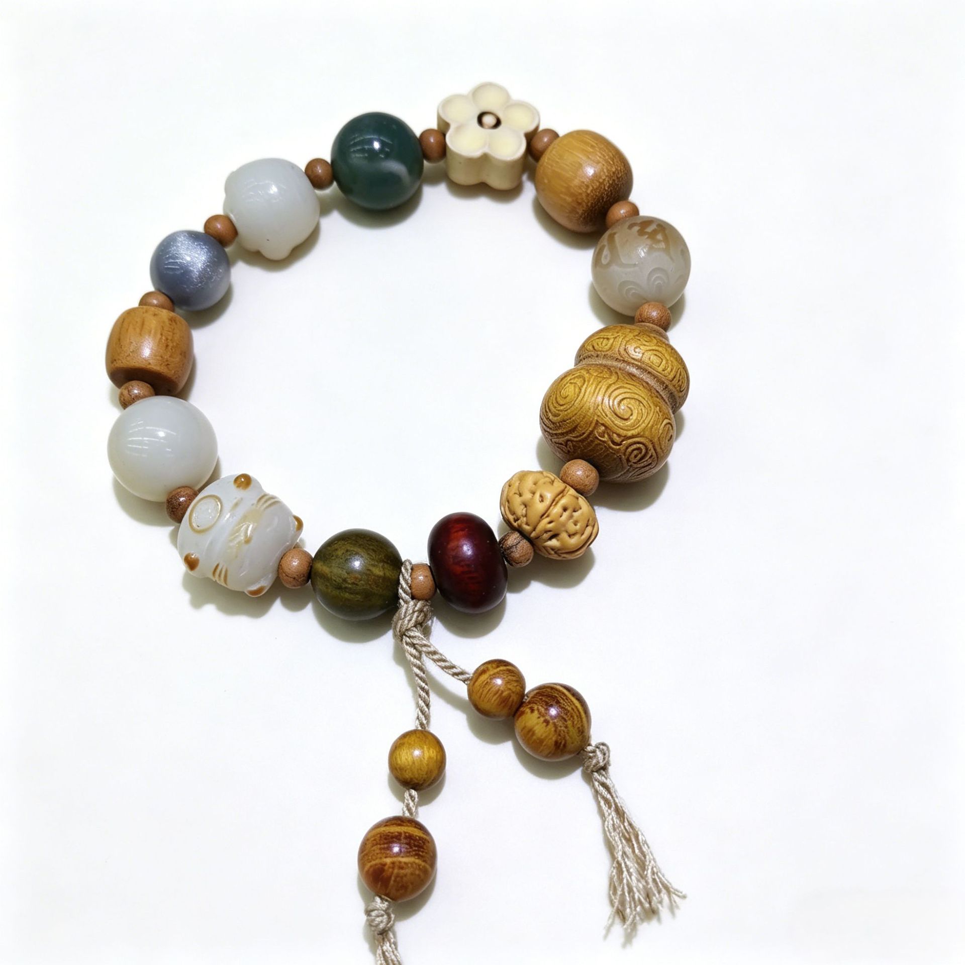 Eighteen Sons Bodhi Fortune Cat Sandalwood Gourd Multi-Treasure DIY New Chinese-style Bracelet for men and Women, trendy and versatile as a gift Item Picture