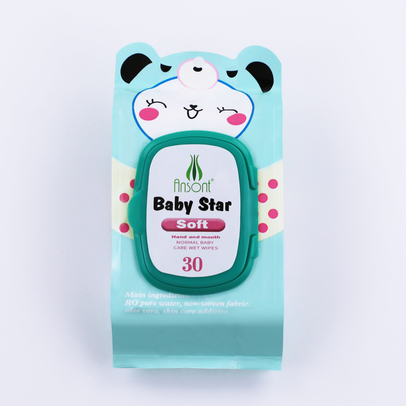 Natural Anshengtang 30 or 80 pieces foreign trade English Frog Wet wipes for infants and toddlers, baby hand and mouth cleaning wet wipes Application Scenario