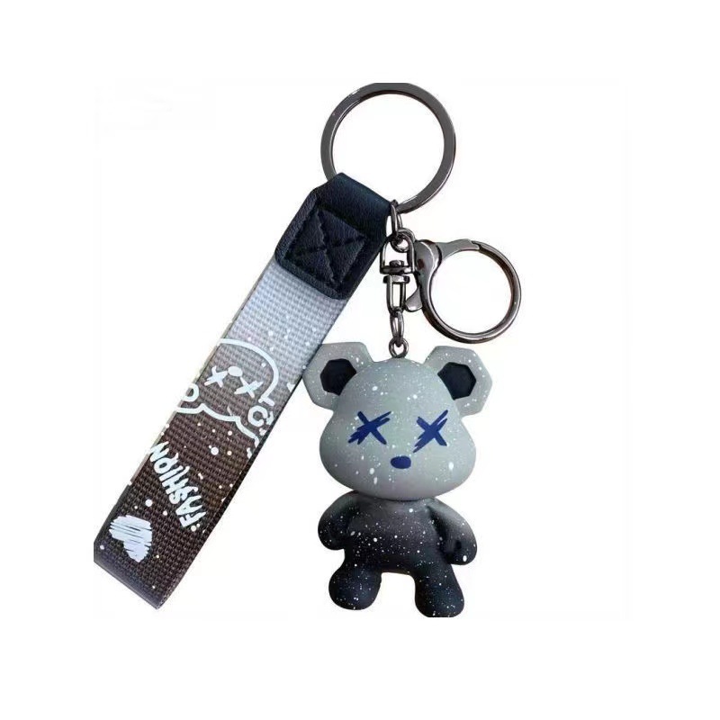 Popular starry sky bear keychains, car keychains, student schoolbag pendants, men's and women's bag pendants, car keys Item Picture