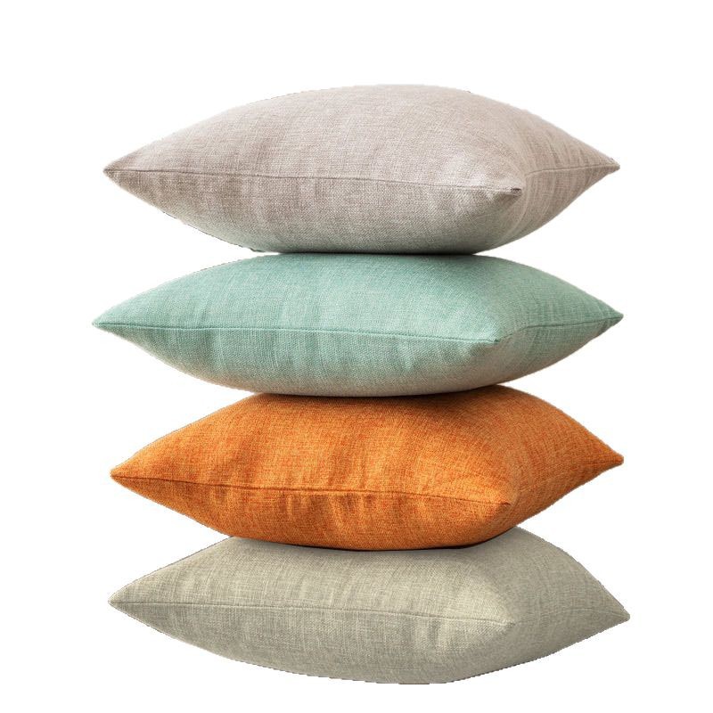 Simple throw pillows, cushions, sofa, office, bedroom, cotton and linen style cushion cover, long headboard, waist support, solid-color throw pillow cover Item Picture