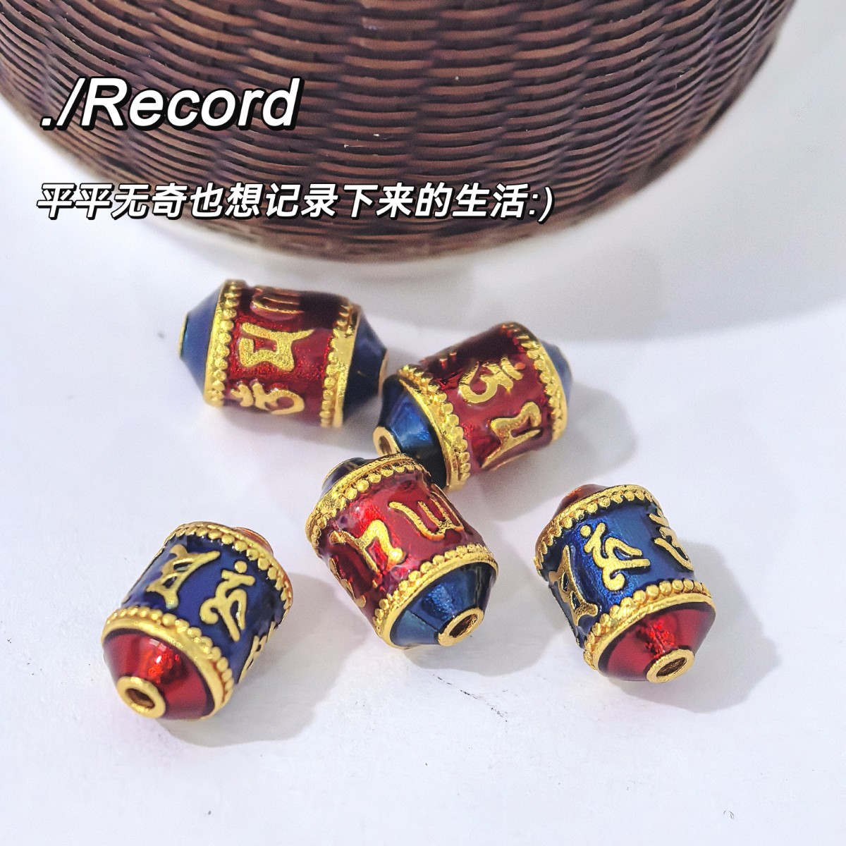 厂家直销保色古法金diy配件六字真言吊坠桶珠好运珠手链项链批发