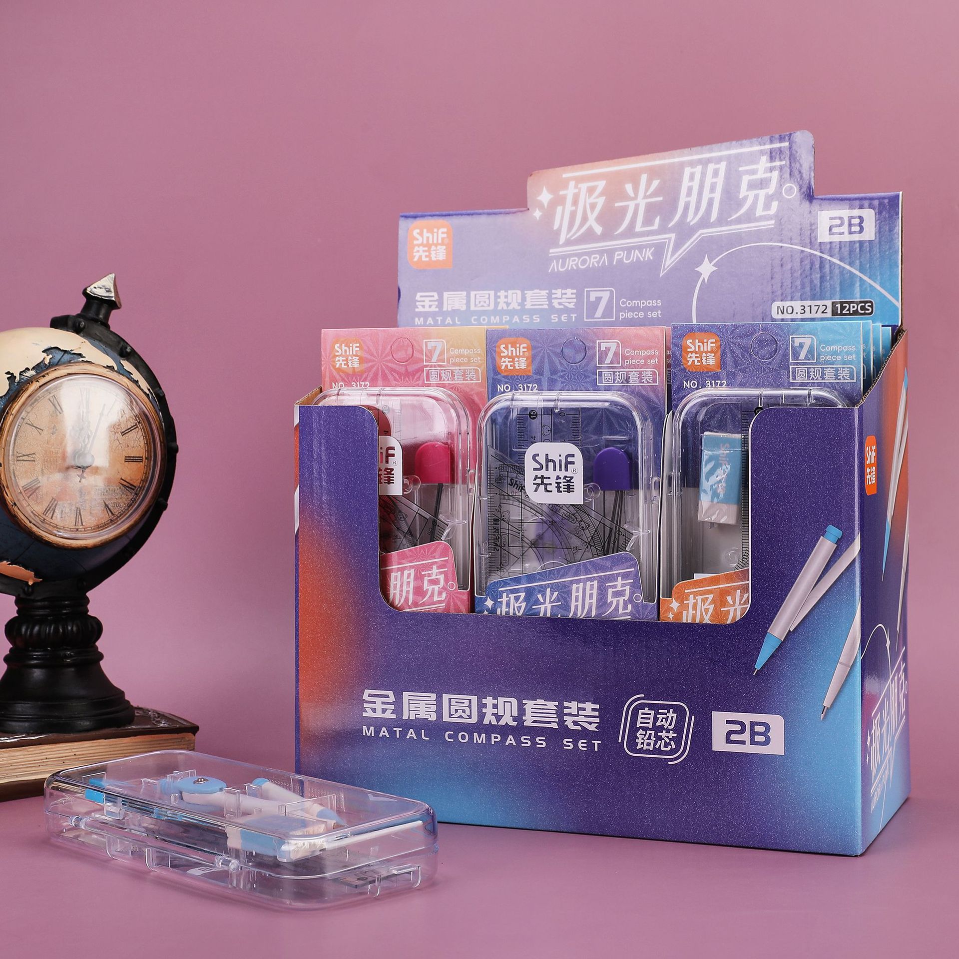 Pioneer 3172 Compass 7-piece Multi-functional student learning Supplies, Math Drawing Set, specially designed for exam drawing Item Picture