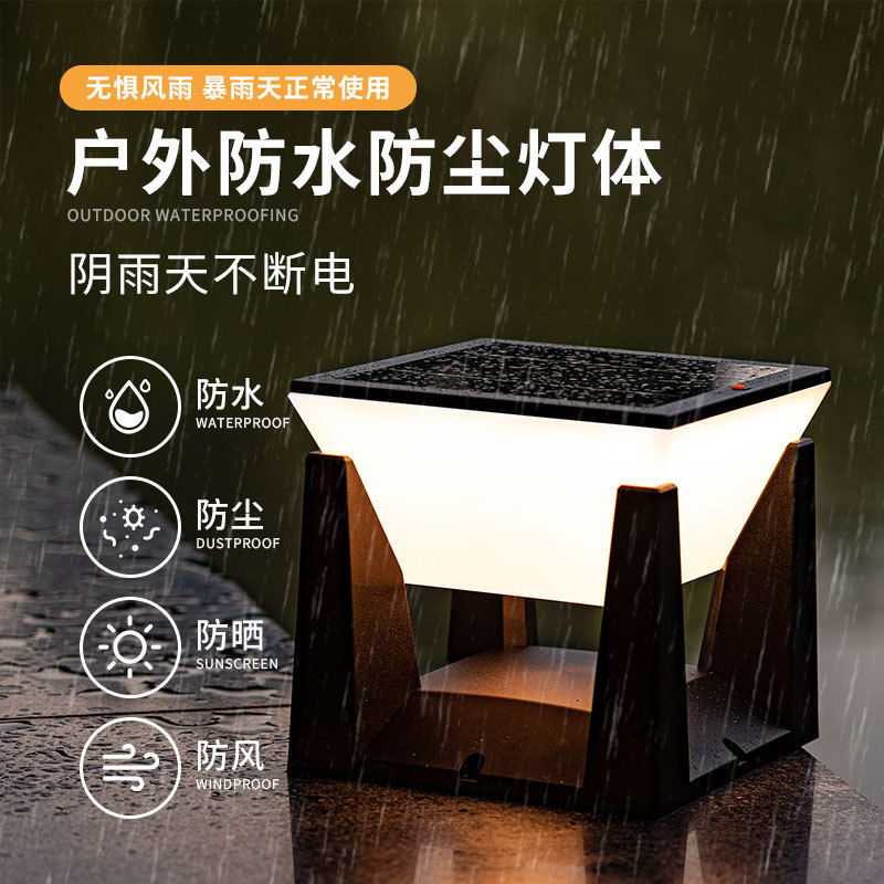 Solar outdoor garden lights, new cross-border export style, villa storefront, fence, fence, lawn, column head lights Specification image