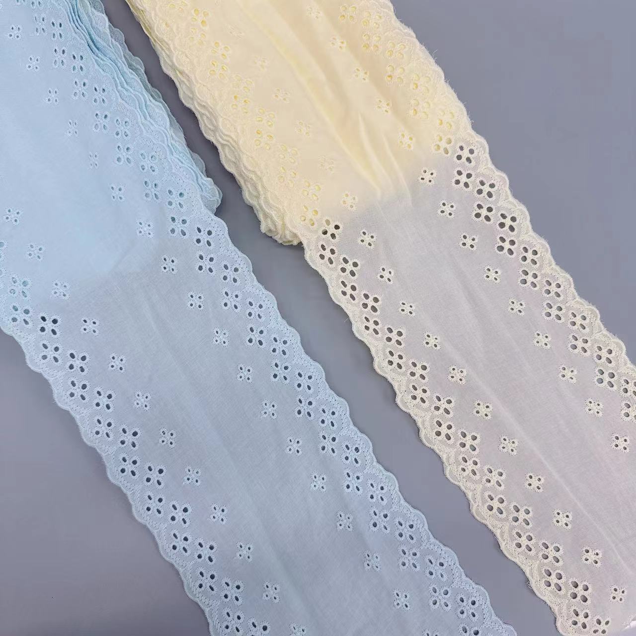 糖果色宽边棉布14.5cm镂空刺绣花边裙摆头饰发圈鞋包辅料配饰花