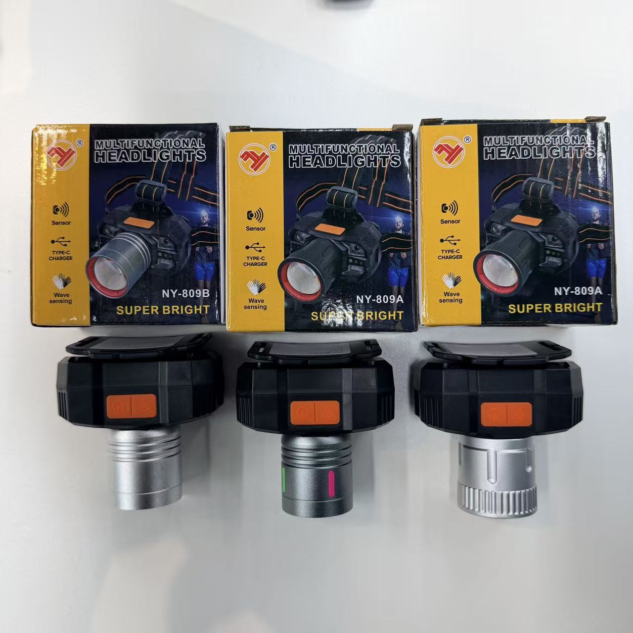 Hand-waving sensor headlamp, waterproof night cycling and night fishing head-mounted outdoor lighting lamp, powerful ultra-bright white laser