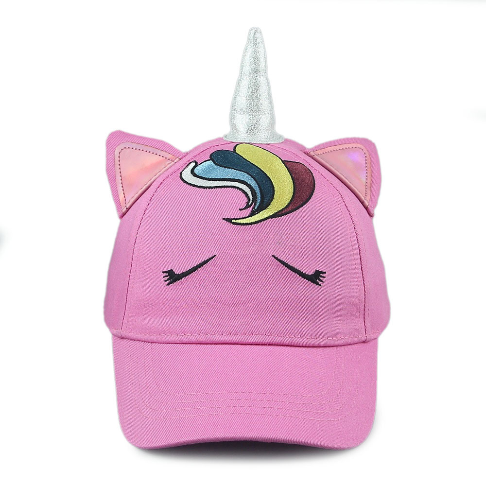 Spring and summer sun protection and shading solid-color skin-friendly cotton unicorn baseball cap embroidered printed children's baseball cap factory Item Picture
