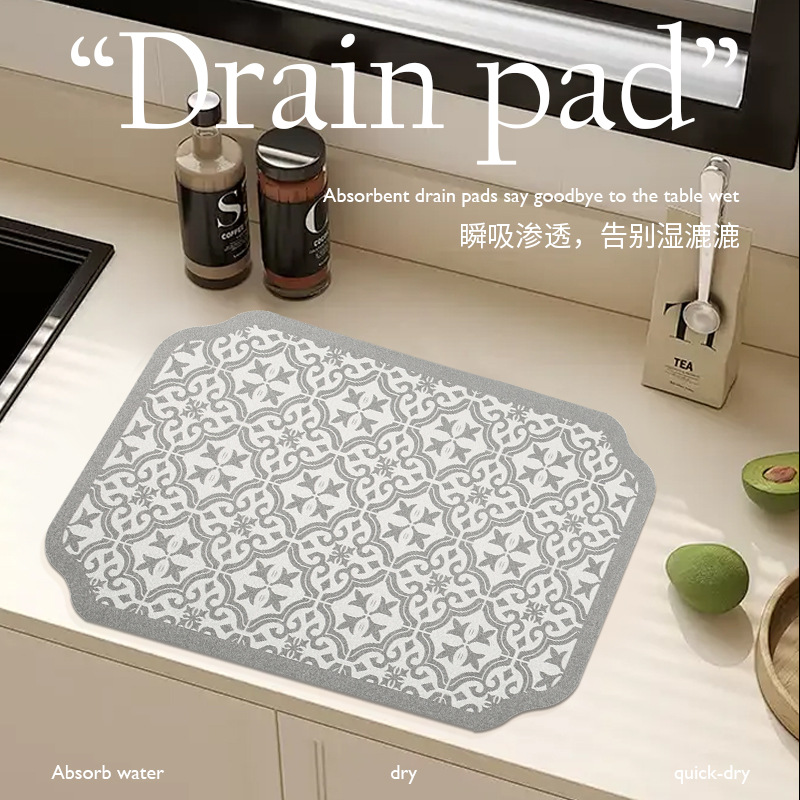 厨房台面沥水垫硅藻泥桌面隔热垫吧台垫子餐垫咖啡机吸水垫跨境