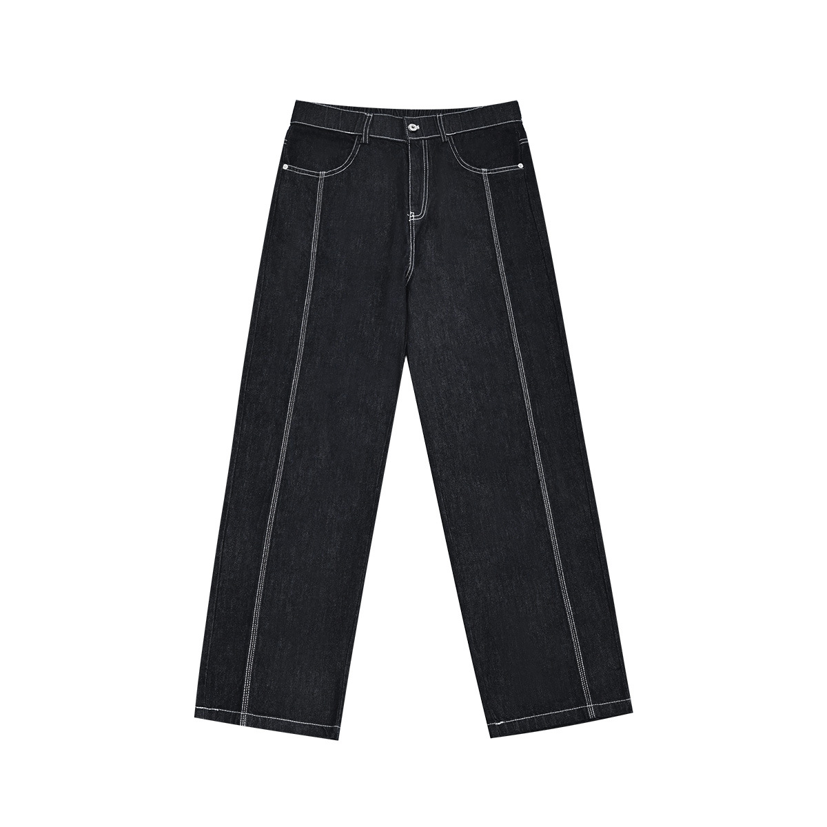 APO Men's Wear: 2025 New Spring American straight-leg yarn-dyed jeans for men, high street style, cool and trendy loose trousers Item Picture