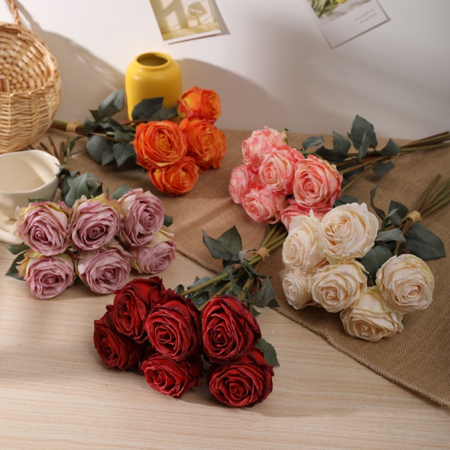 Single-edged artificial rose bouquets, artificial flowers, decorative flowers, home bouquets, Valentine's Day items, wedding special leave