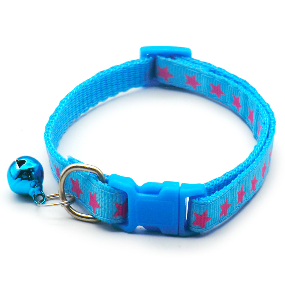 蓝色星星图案猫项圈魔术百贴布宠物衣服狗狗衣服猫咪服装