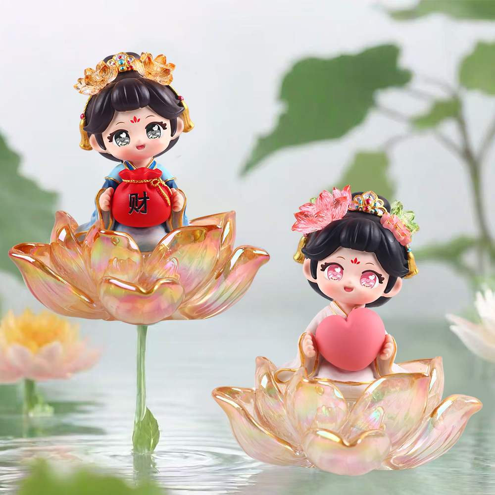 New creative ancient-style dreamy lotus fairy blind box, trendy girl figurine, home bedroom desktop handicraft small ornaments details Picture