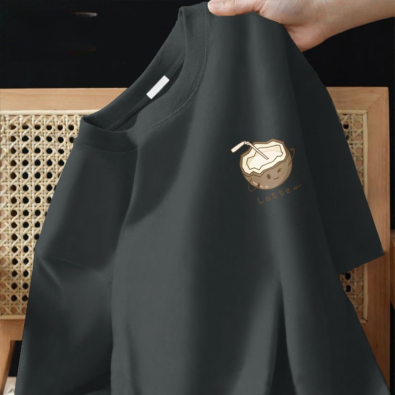 100% pure cotton short-sleeved T-shirt, a new summer Hong Kong-style ins trendy brand, loose and versatile student half-sleeved T-shirt top details Picture