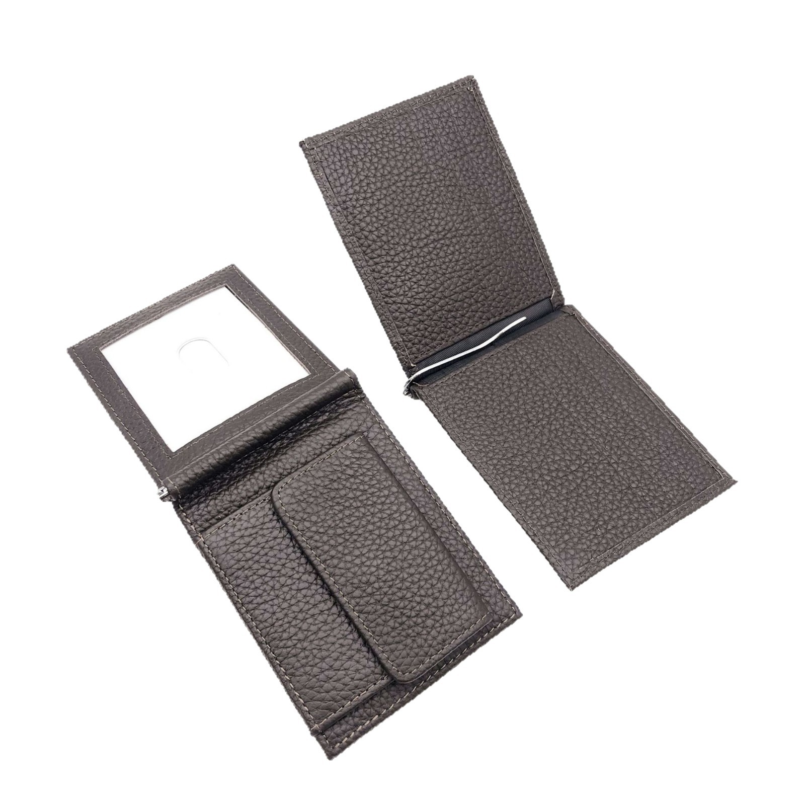 Us Dollar Wallet With A Top Layer Of Cowhide And Lychee Pattern, Coin Pocket, Fully Transparent Mirror Window, Card Case, Multi-Slot Coin Purse, Original Factory Application Scenario