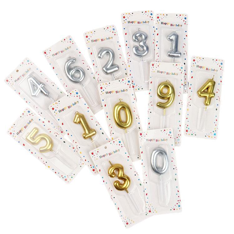 金色银色数字蜡烛一周岁30天满月生日纪念日0-9派对烘焙装扮插件