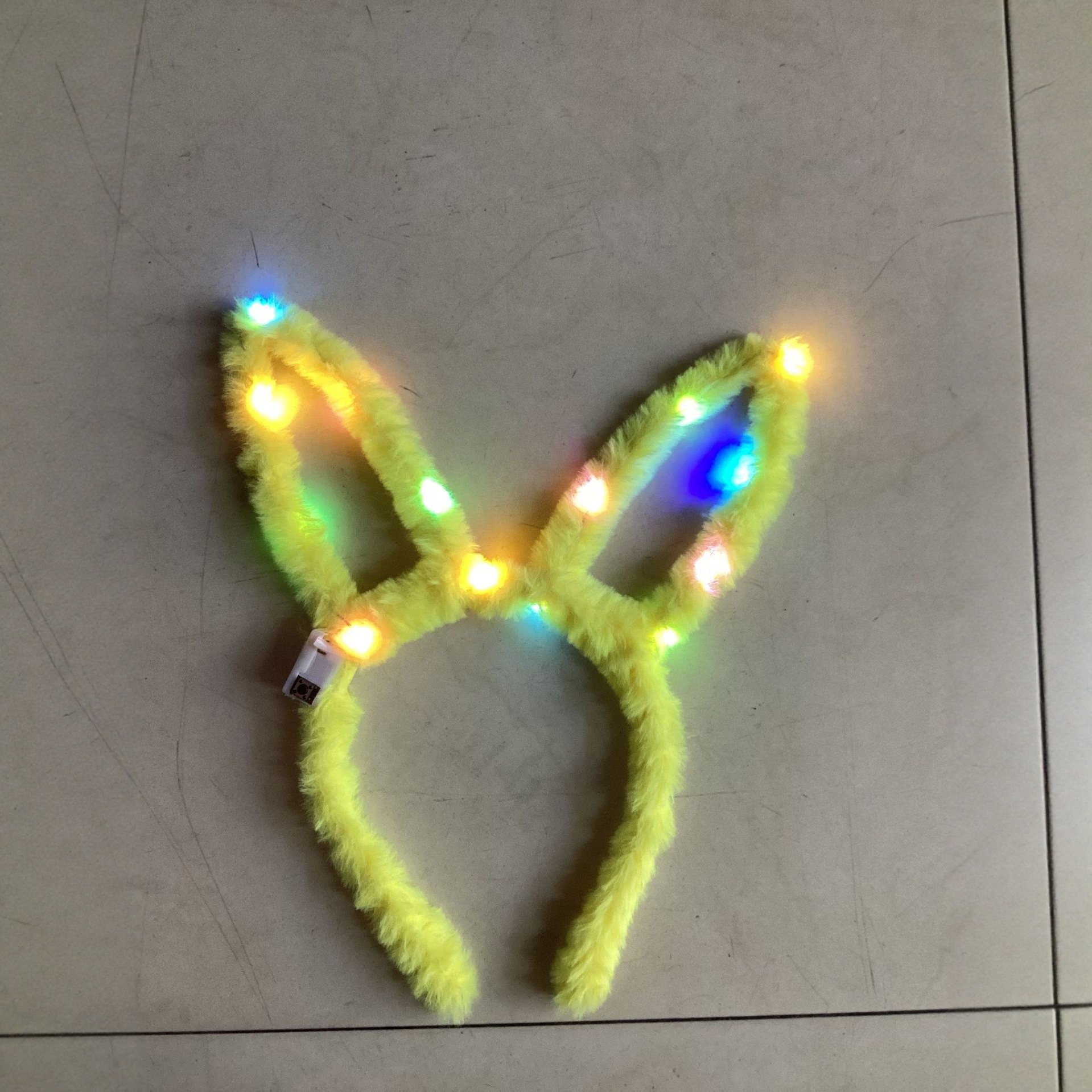 New 14-lamp long-haired rabbit ear headband led plush luminous toy, flashing headband performance hair accessory concert Specification image