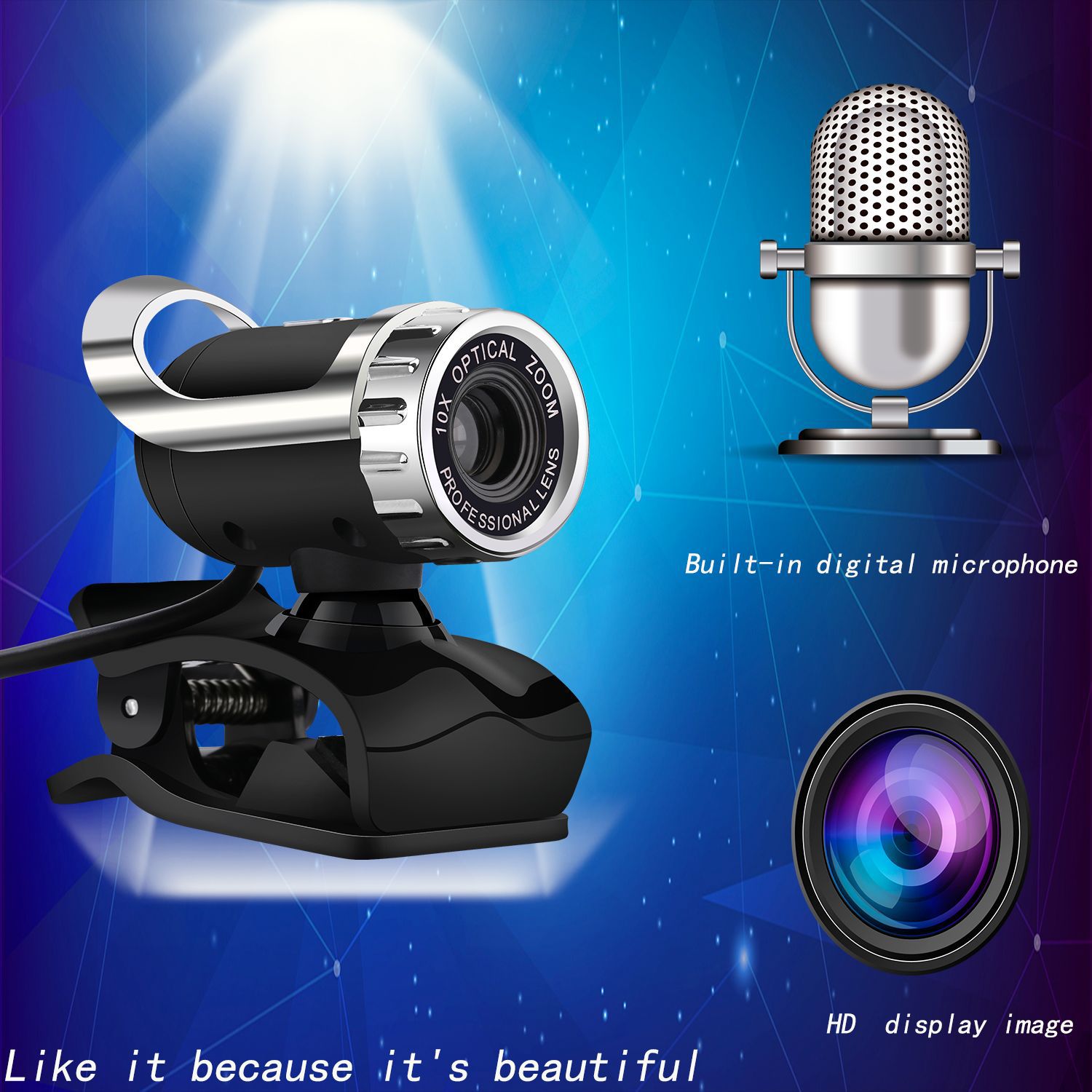 Yingshi CCTV high-definition camera monitoring and photography computer with 1080P microphone image stabilization details Picture