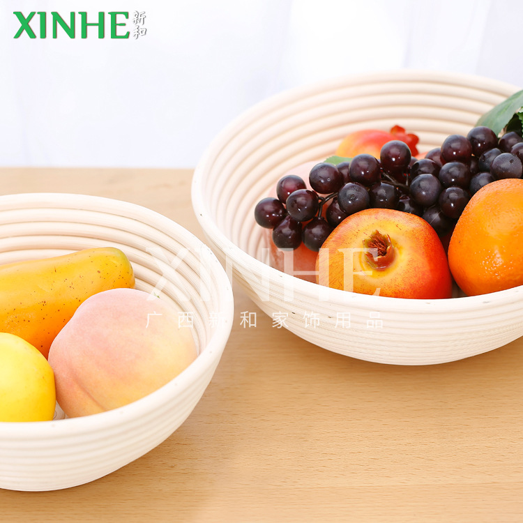 圆形25CM面包碗，发酵面包篮 藤篮 水果筐印尼藤编手工藤艺