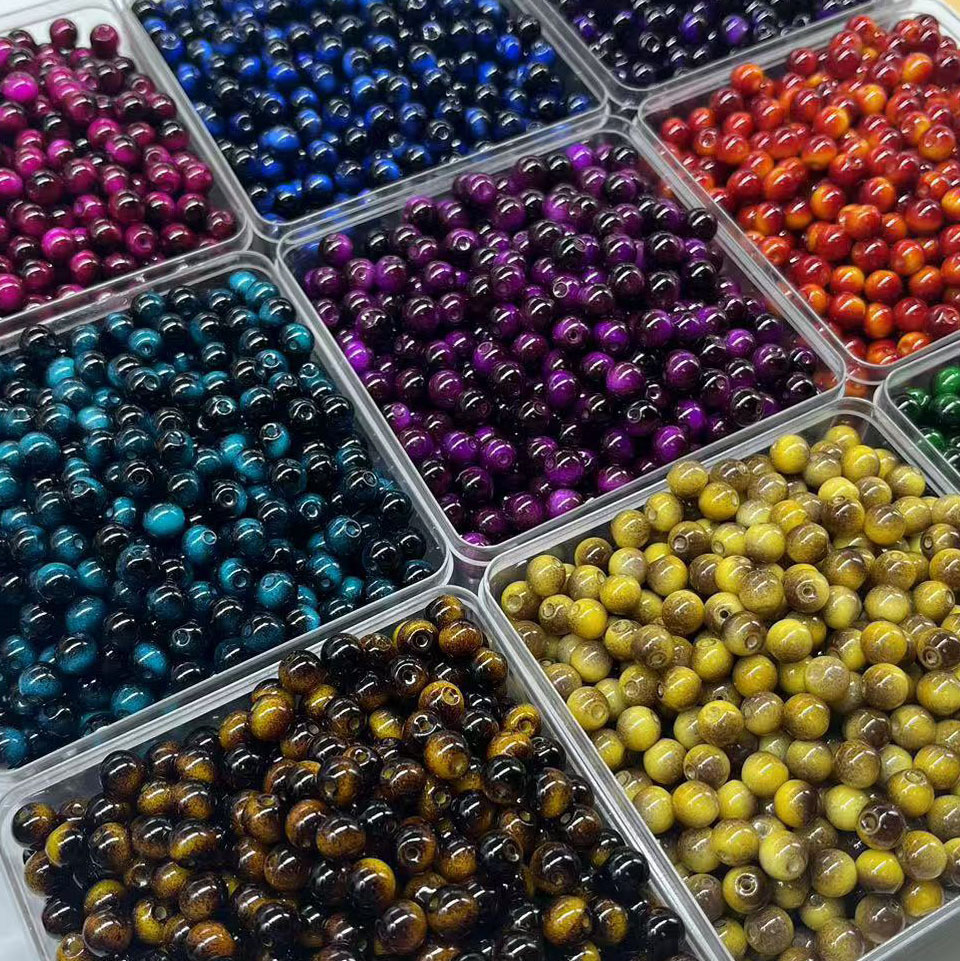 8/10mm imitation tiger's eye stone glass round beads, scattered beads, glass beads diy jewelry, bracelet, bracelet, necklace accessories details Picture